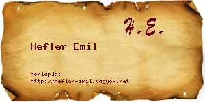 Hefler Emil névjegykártya